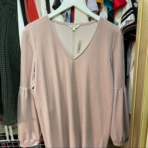 Madewell | velvet blush pink dress - Picture 12 of 14